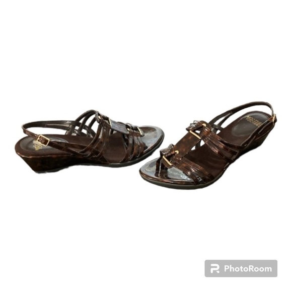 NEW Mootsies Tootsies Brown Marbled Small Wedge Sandals | Size 10 - Picture 1 of 12